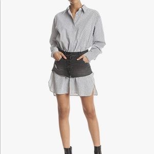 NWT Kendall + Kylie Oversized Poplin Shirt with Denim Belt